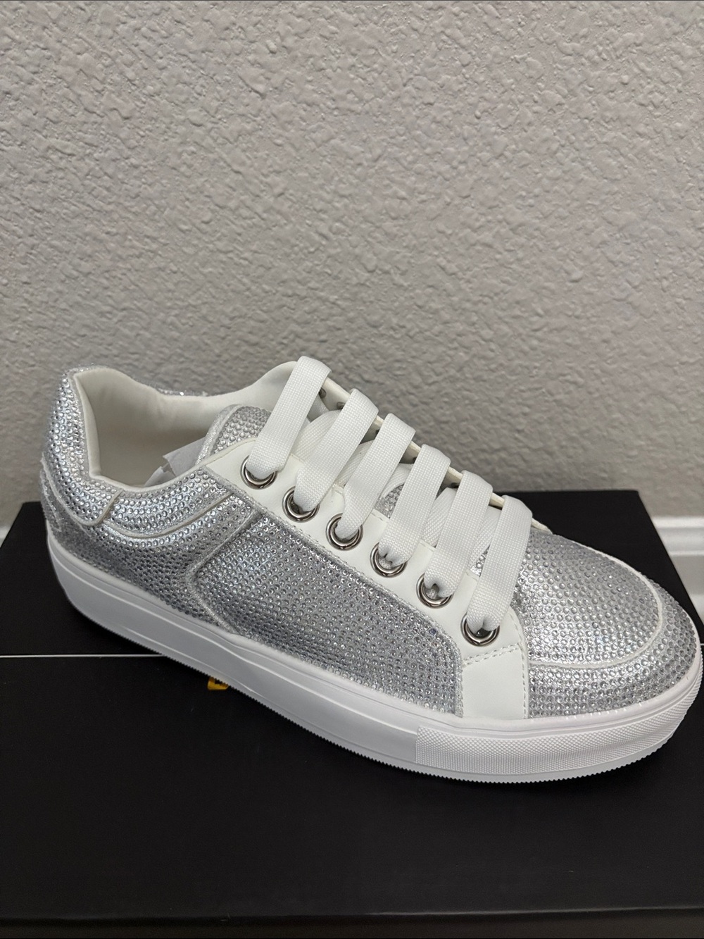 Silver Sparkle Low-Top Sneakers
